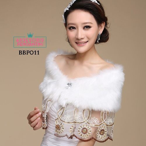 [READY STOCK] BOLERO PENGANTIN AKSESORIS WEDDING KARDIGAN BULU BLUDRU BBP011