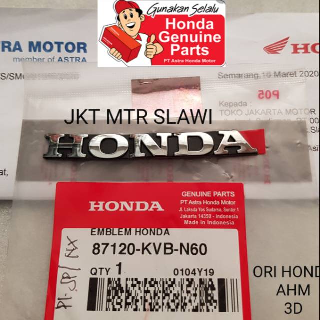 87120-KVB-N60 emblem honda logo honda 3D buat cover handle fr  ori honda ahm asli honda