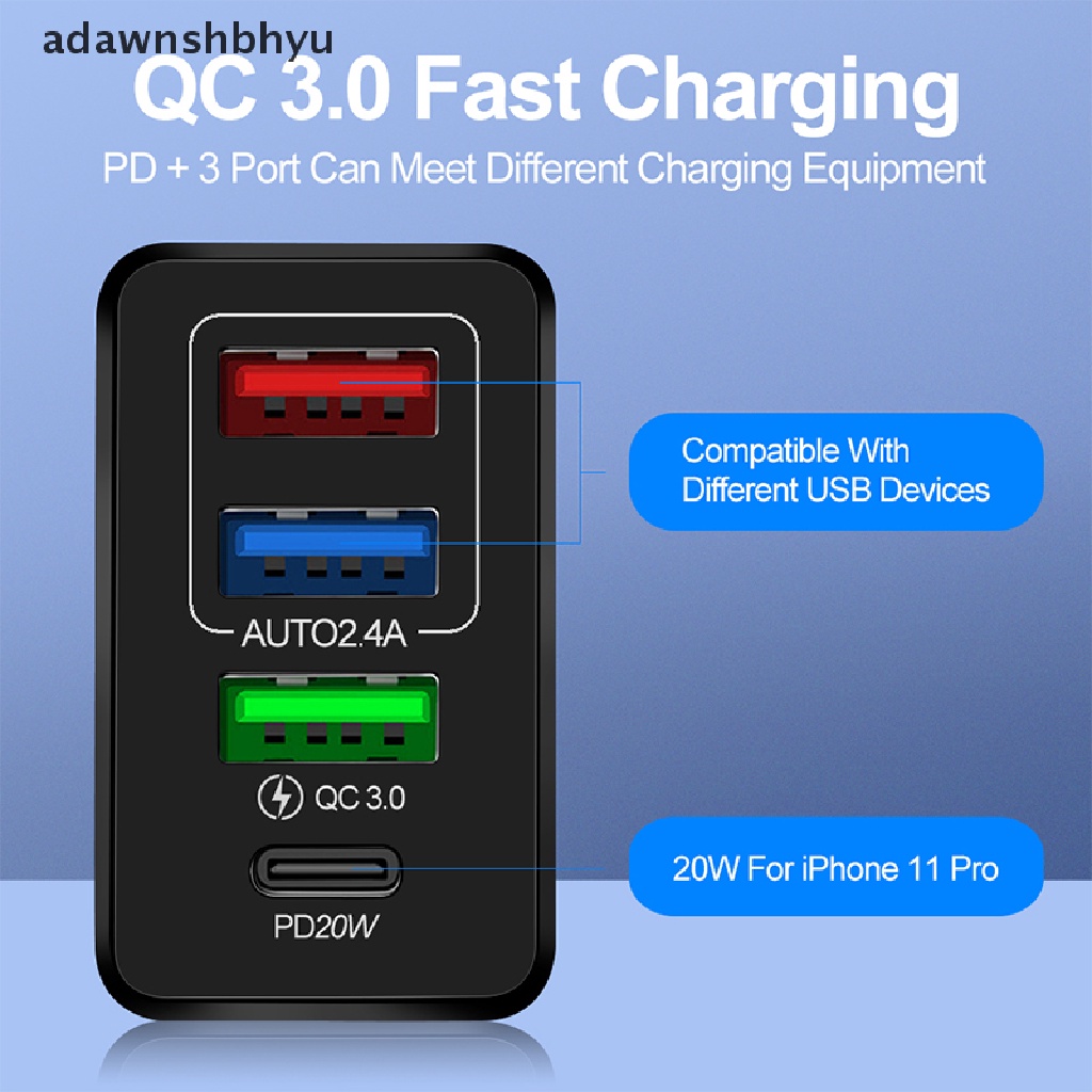 Adawnshbhyu 3.0 PD USB Charger 20W USB Type C Fast Charger Charger Cas Hp Handphone