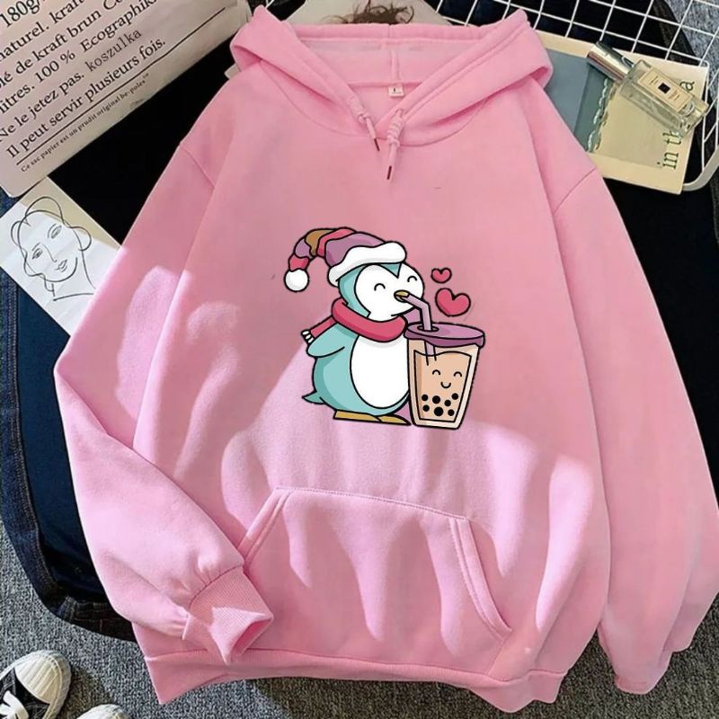 hoodie pinguin hoodie wanita dewasa size M L XL