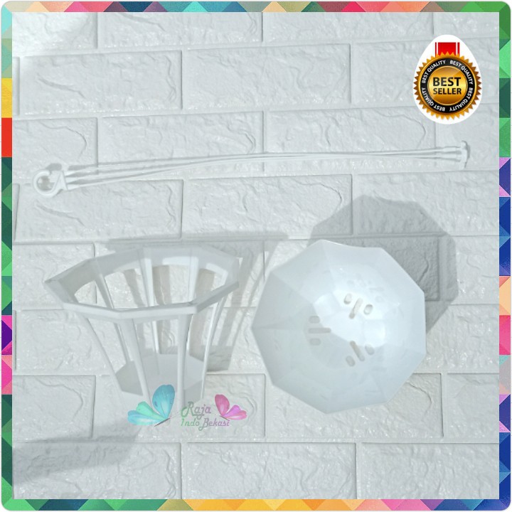 Pot Gantung Lampion Putih 20 Cm (Ada Tatakannya) Pot Cantik |Bukan Pot Bunga Gantung Mawar Putih Pot