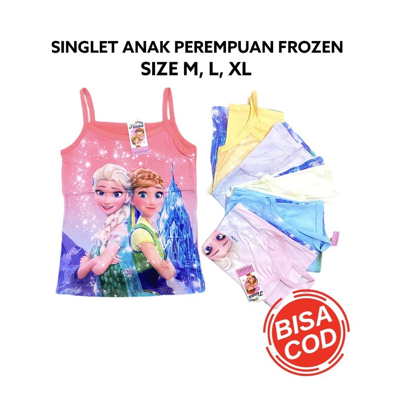 3PCS SINGLET ANAK PEREMPUAN FROZEN / TANK TOP ANAK PEREMPUAN FROZEN / KAOS SINGLET ANAK PEREMPUAN