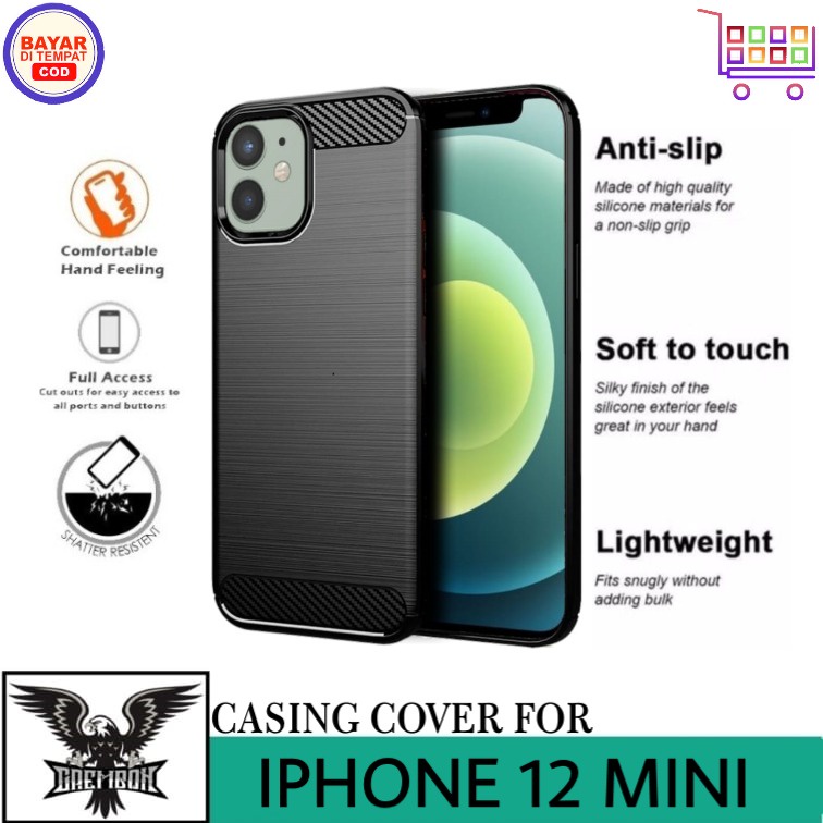 CASE IPHONE 12 MINI SOFT CASE CARBON FIBER IPAKY SLIM CASING COVER HITAM