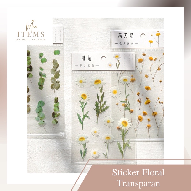 

Stiker Flowers transparan Anti air / Sticker Decor Planner DIY Scrapbook Bunga Stiker Dekor