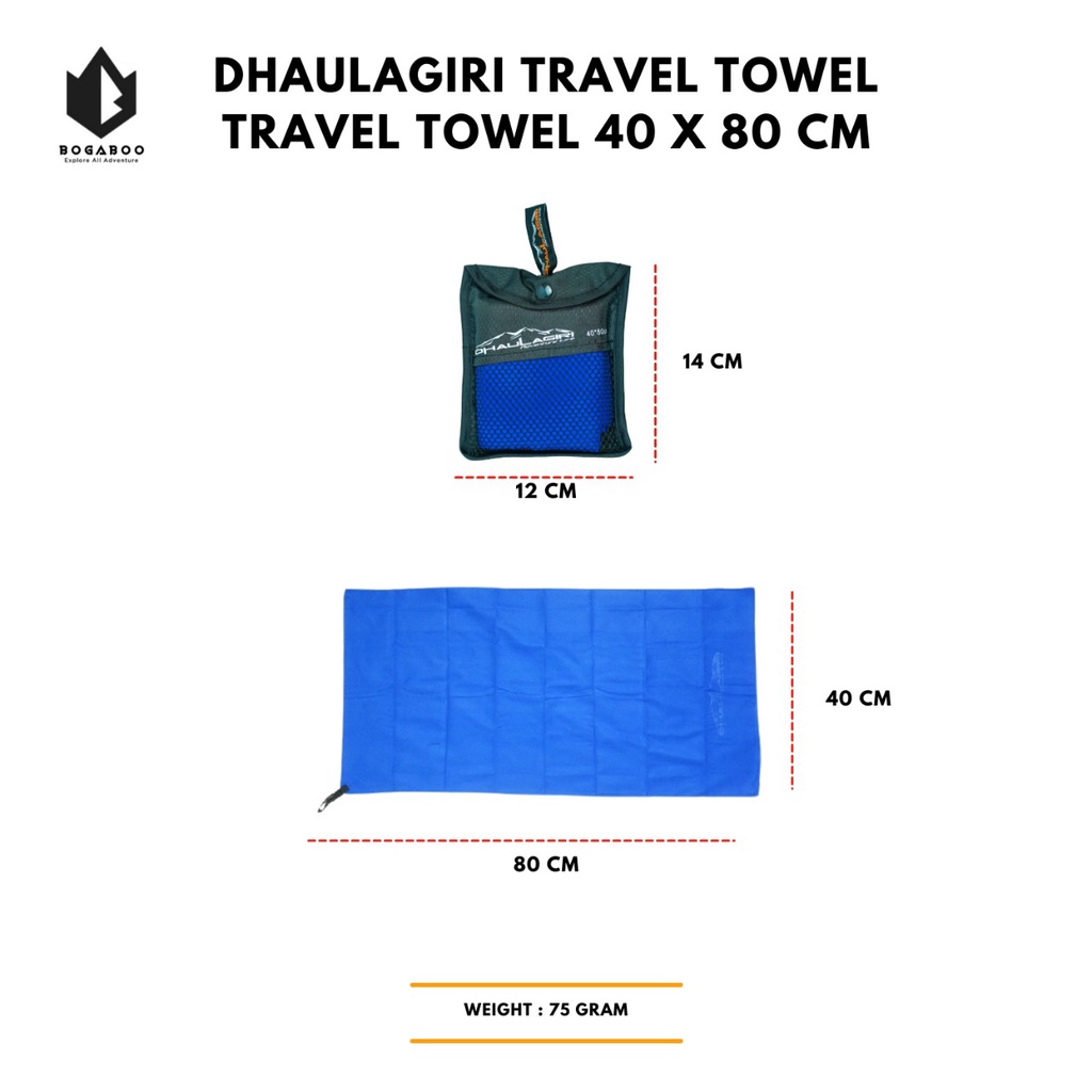 HANDUK MICROFIBRE DHAULAGIRI 60 x 120 cm - TAVEL TOWEL DHAULAGIRI - HANDUK ANTI BACTERIAL - TRAVEL TOWEL OUTDOOR - HANDUK MANDI -TRAVEL TOWEL DHAULAGIRI