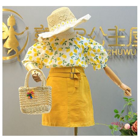 (AG-OTS) SETELAN ANAK CEWEK IMPORT / BAJU ROK MOTIF KUNING BUNGA