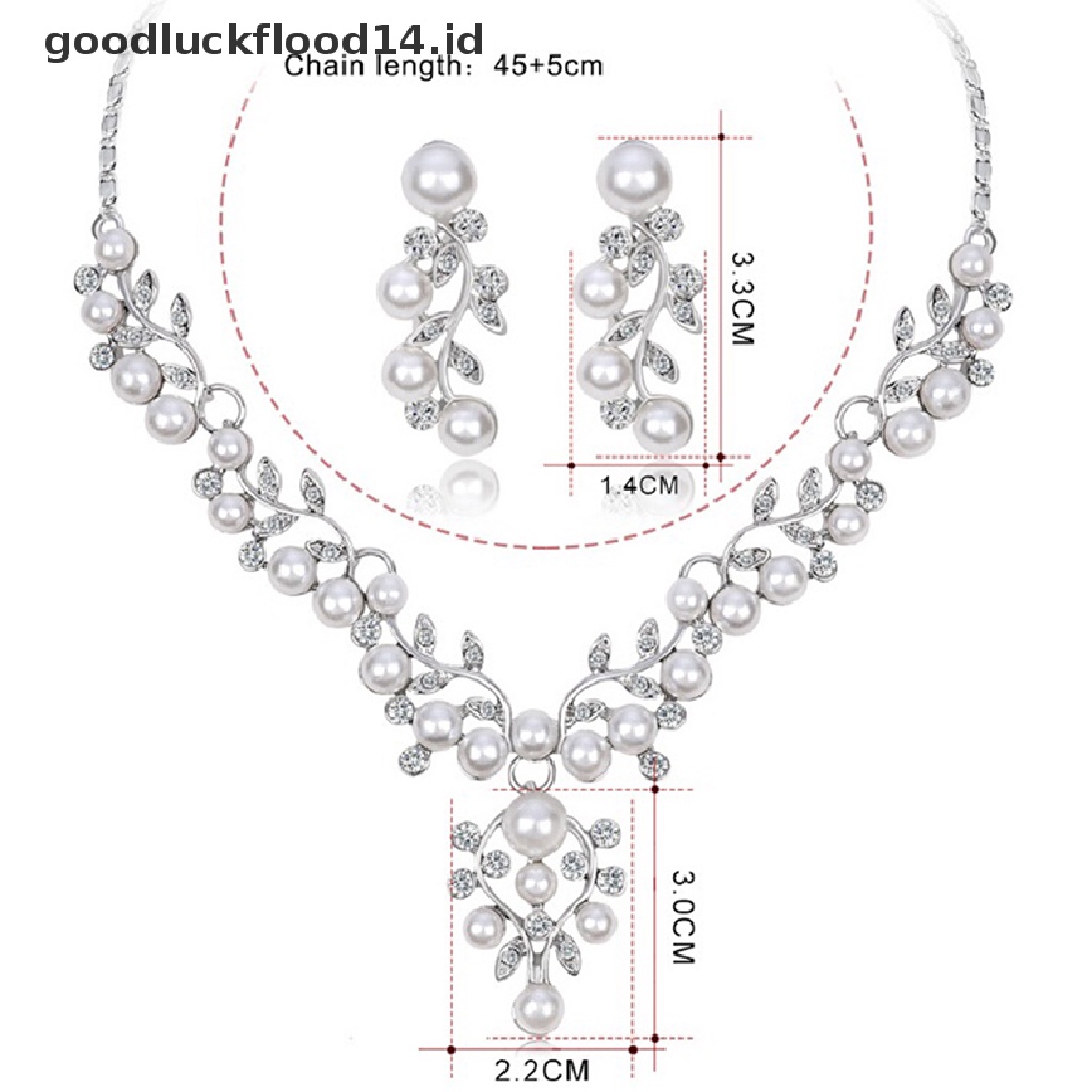 [OOID] Fashion Imitation Pearl Short Necklace Earrings Jewelry Set Prom Party Accessory ID