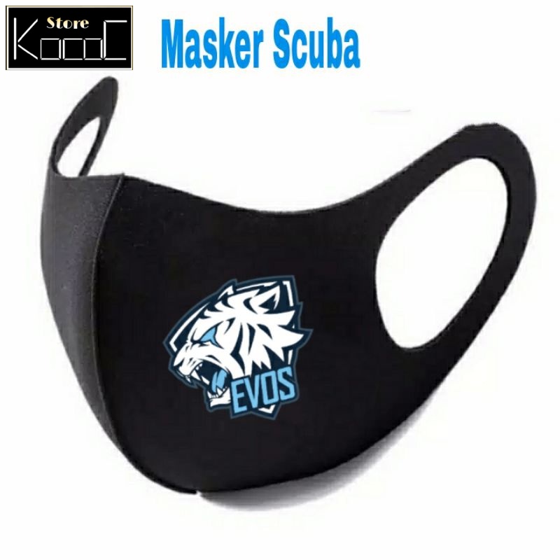Masker Kain 3 ply Masker 3D Evos Esports hitam pria wanita dewasa earloop headloop katun/KN95 by Koc