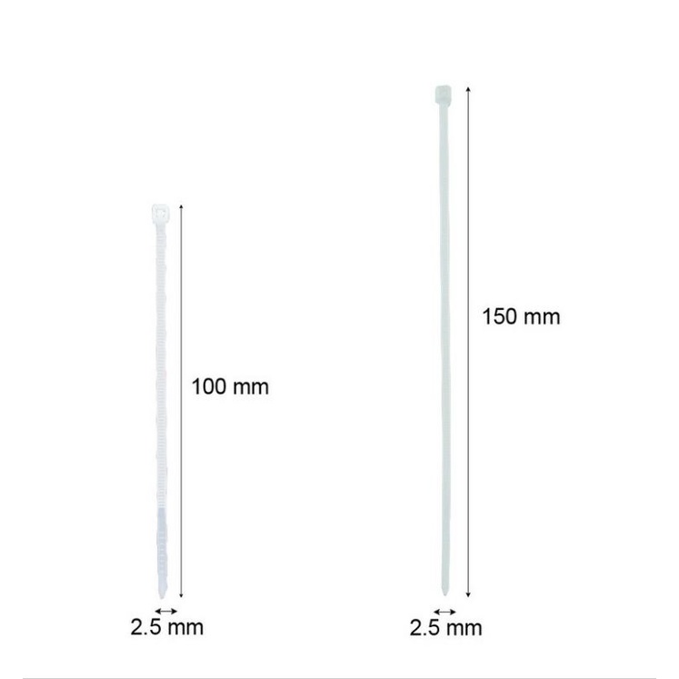 Kabel Ties 2,5x100 mm dan 2,5x150 mm 200mm Isi 100 Pcs - Kabel Pengikat Serut Serba Guna Tali Pengencang Kabel Charger - Pengikat Plastik Nilon Lock