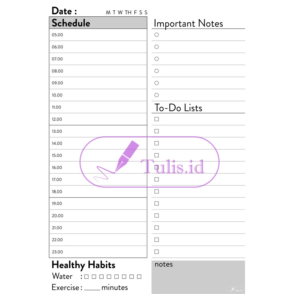 

[TULIS.ID] Basic Daily Planner A5 Loose Leaf Binder 100 Gsm