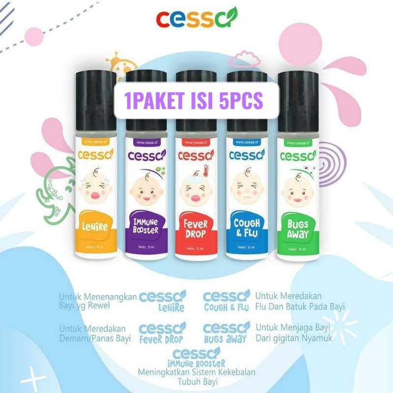 Paket Hemat ISI 6  CESSA  - Cessa Baby 6 varian (Fever Drop, Cough n Flu, Lenire, Bugs Away ,OWL, Immune Booster) Herbal Bayi / Obat Flu Bayi / Obat Batuk obat oles bayi cessa bayi  CESSA BABY COUGH N FLU , FEVER DROP LENIRE BUGS AWAY IMMUNE BOOSTER BAYI