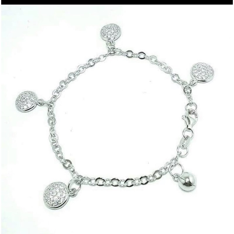 Gelang tangan wanita gelang tangan perak 925 lapis emas putih S254