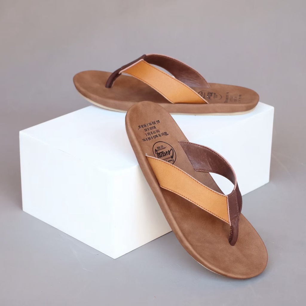 Sandal Kulit Pria Jepit Original Cevany Sendal Japit Cowok Casual Terlaris Distro 07