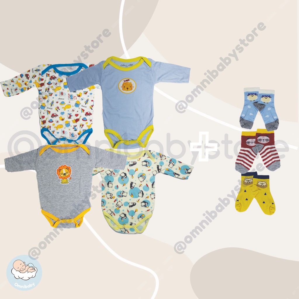 cotton's mill jumper lengan panjang bayi laki-laki/ bayi perempuan giftpack 4in1 + kaos kaki(SNI)