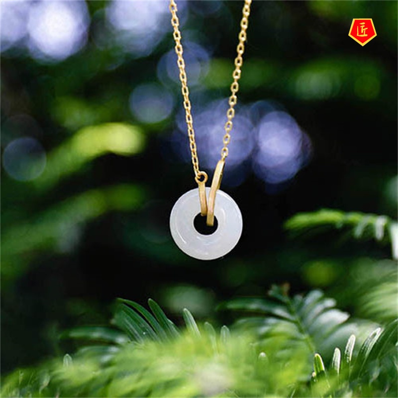 [Ready Stock]Hetian Jade Peace Buckle White Jade Pendant Fashion Elegant Graceful