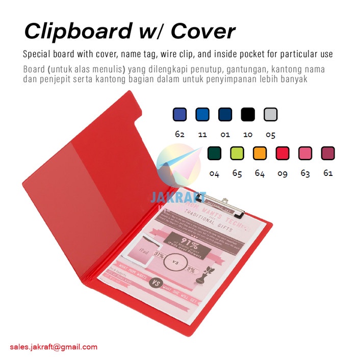 

CODE487 Clipboard + Cover BANTEX 4211 Papan Jalan Folio F4 FC Clip Board