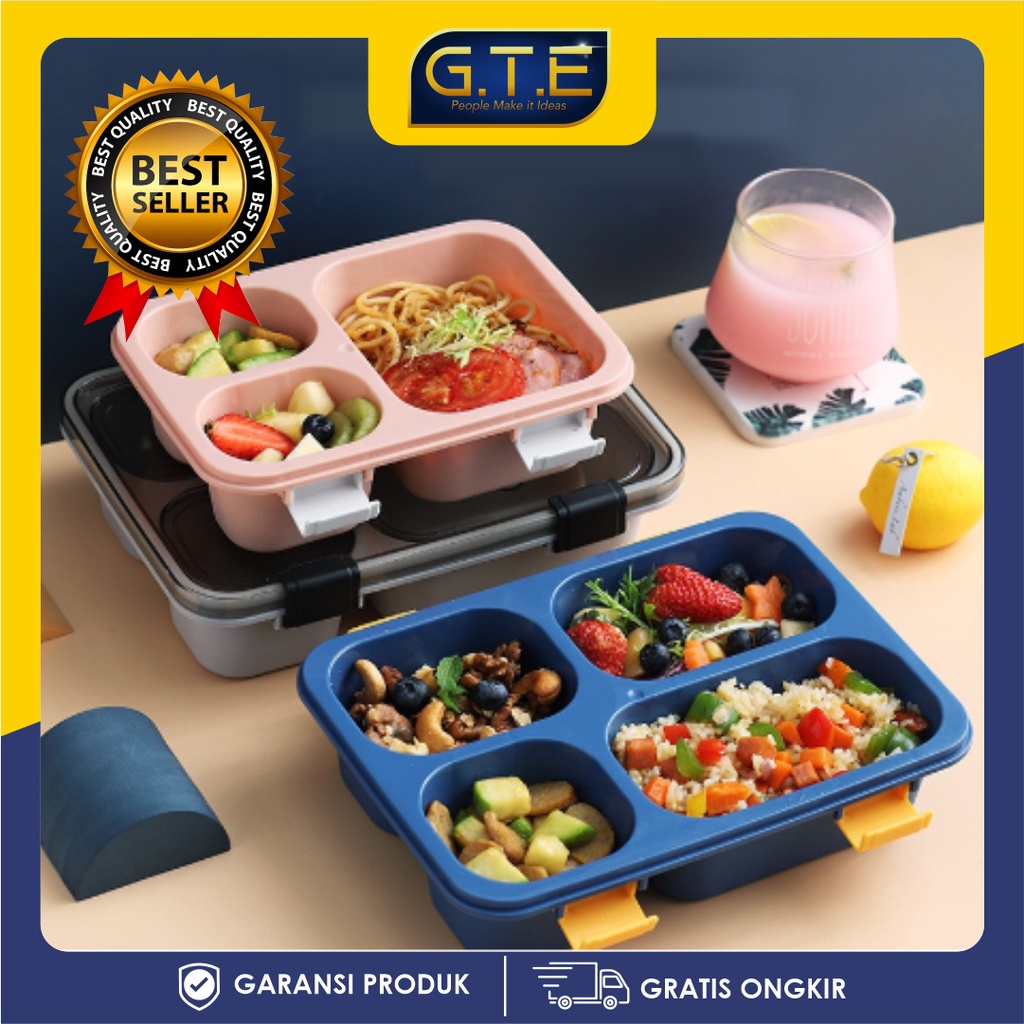 GTE | KOTAK BEKAL BERSEKAT | KOTAK BEKAL MAKAN 3 SEKAT | LUNCH BOX | BPA FREE | ANTI BOCOR