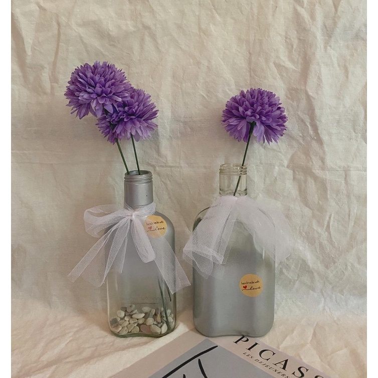 Vas bunga warna silver metalic vas aesthetic vas kaca