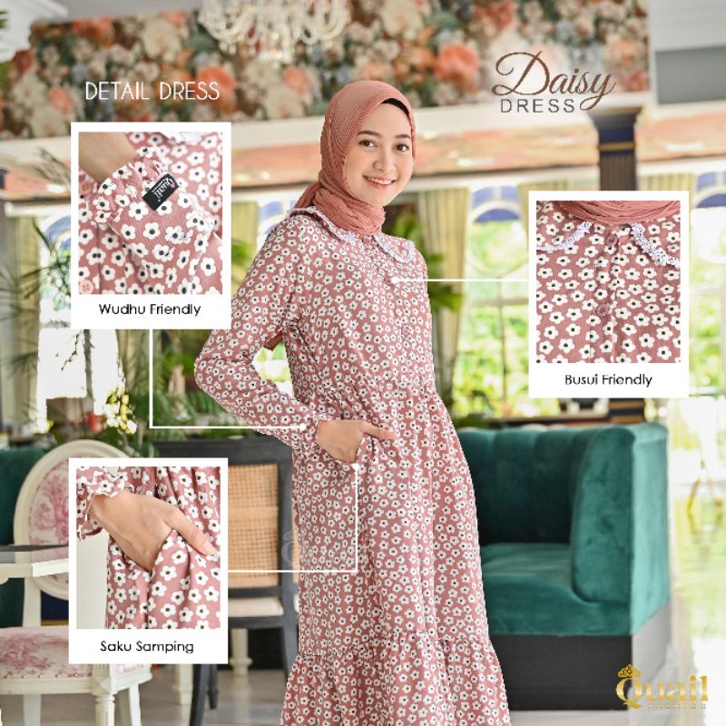 Dress Gamis Wanita Muslim Premium Original Quail Hijab DAISY