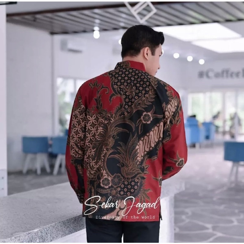 Baju Batik Pria Lengan Panjang Kemeja Batik Kantor jumbo M L XL XXL 3L 4L 5L 6L 7L 8L 9L 10L Atasan Batik Seragam