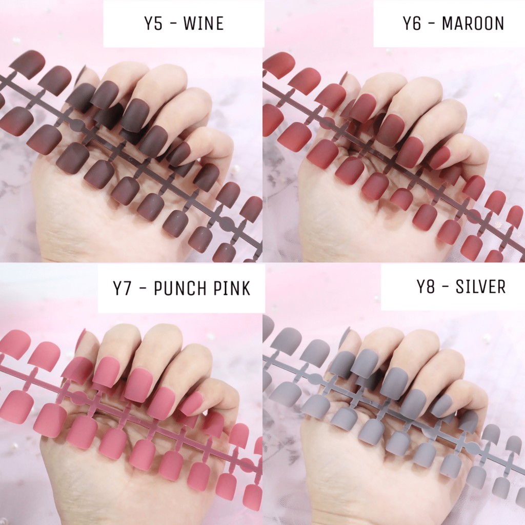 KUKU PALSU FAKE NAILS MATTE SQUARE SHOURT STYLE  24PCS Y SERIES