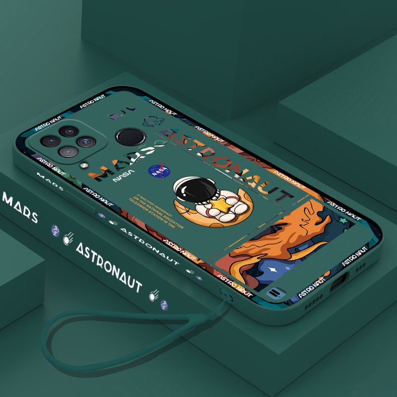 Soft Case TPU Motif Astronot Dengan Lanyard Untuk Huawei Y6P Y7A Y6 Pro 2019 Nova 7i Nova5T 3i Y9S P30 Lite