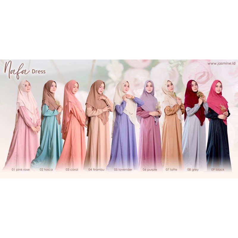 Nafa Dress Gamis Simple Polos Toyobo by Jasmine