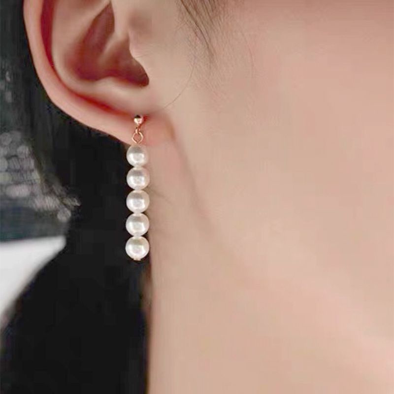 Anting wanita mutiara juntai panjang Korea style