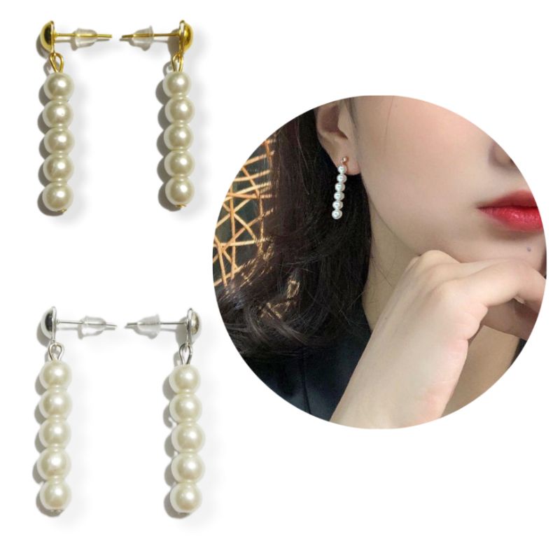 Amber Pearl Stud Earrings Anting Tusuk Mutiara Korea Pearls