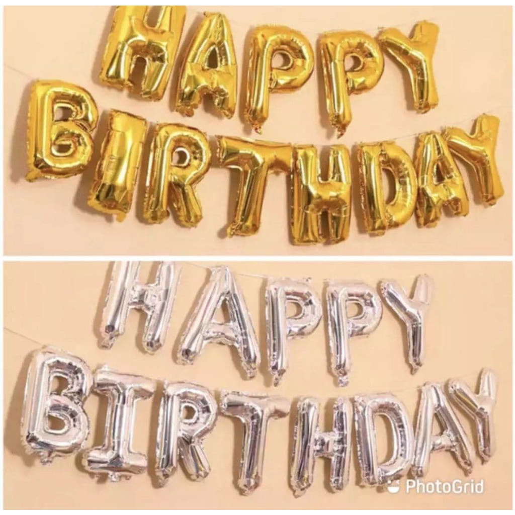 PAKET BALON FOIL TULISAN HAPPY BIRTHDAY. 3 WARNA