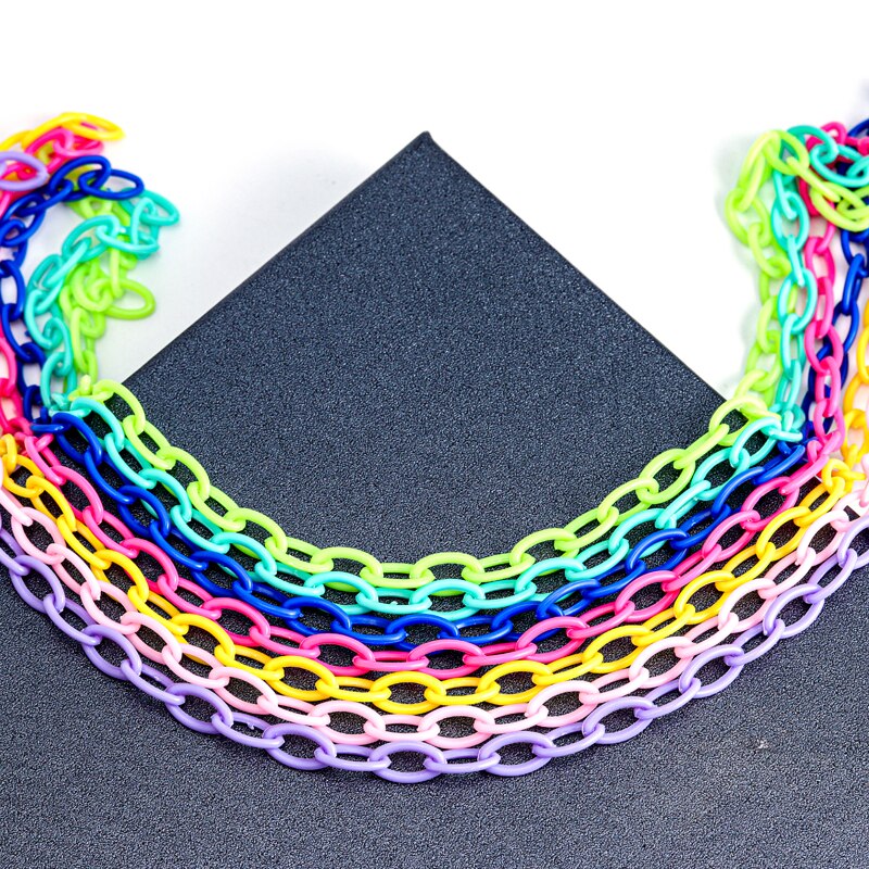 1Pc Rantai Plastik Akrilik Warna-Warni Panjang 50cm Untuk Membuat Kalung / Gelang