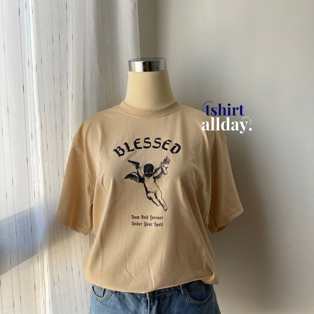 Tshirtallday Kaos Premium Pria &amp; Wanita 100% Cotton Combed bisa Oversize BLESSED