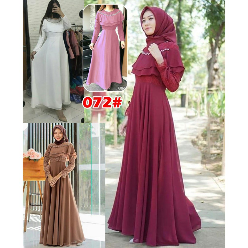 072# dress maxi muslim / dress muslim fashion / gamis muslim brukat// Fashion Dress Gamis