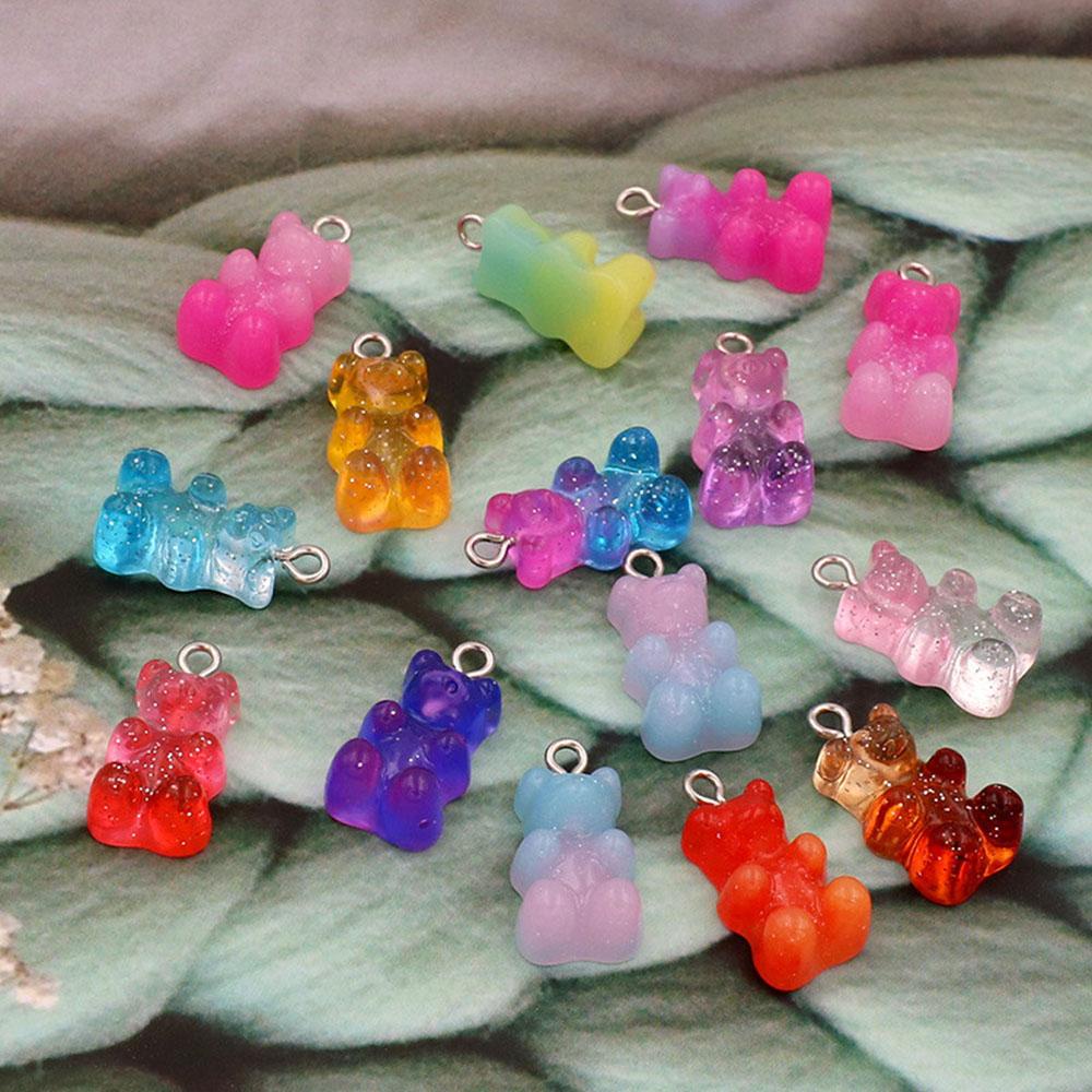 NEEDWAY Needway Temuan Perhiasan 10pcs Untuk Anting Kalung Membuat Resin 23*11mm Gummy Bear Pendant