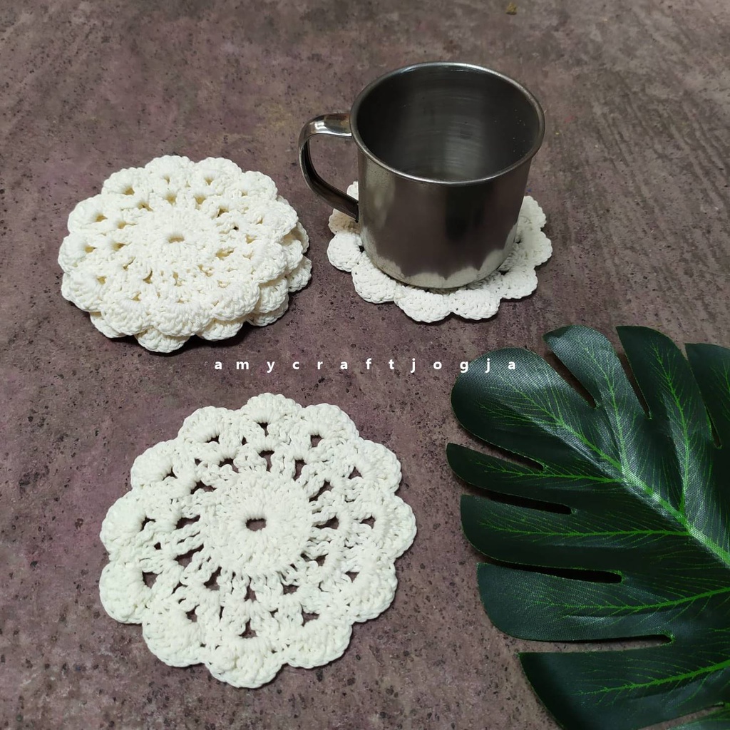 Tatakan Gelas Rajut/Macarame/Tatakan Gelas Unik/Tatakan Gelas Lucu/Tatakan Gelas Macrame