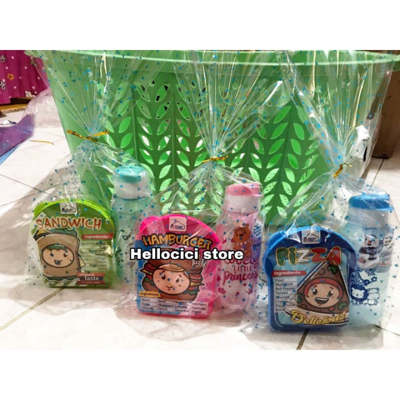PARCEL MURAH MERIAH LUBCH BOX TEMPAT MAKAN OMPRENG + BOTOL TAKUMA MINI ULTAH