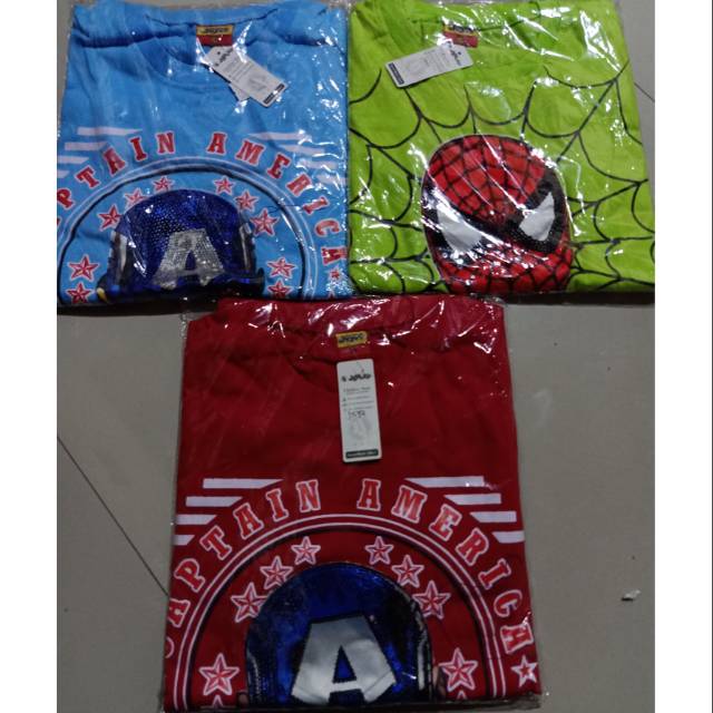 Setelan Kaos LED Anak 7 8 Tahun Superhero Spiderman Captain Amerika Thor Ultramen Ultraman menyala