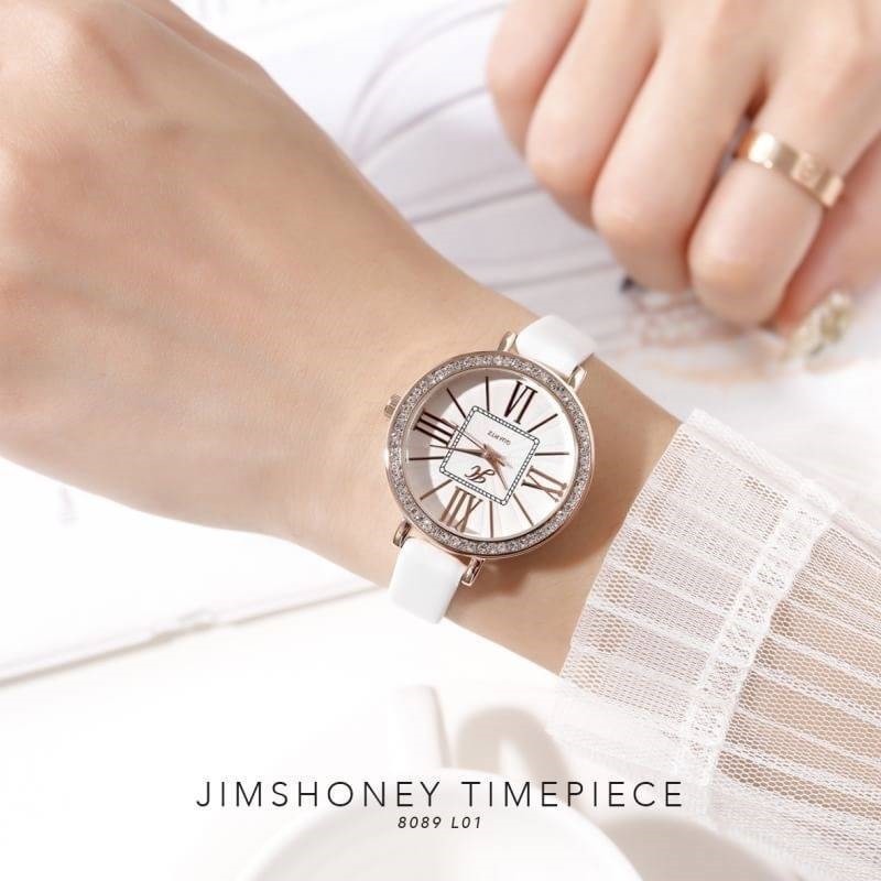 JAM TANGAN KULIT JH 8089 JIMS HONEY ORI WATCH ANALOG FASHION CEWEK MEWAH ELEGAN BRANDED TRENDI MURAH