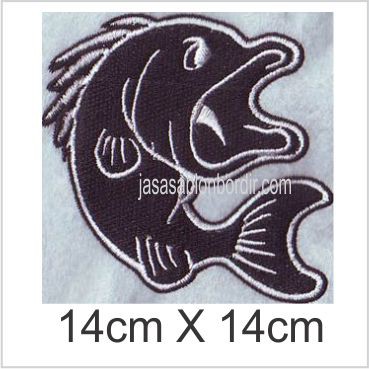 Emblem Badge Bordir Ikan ukurannya 14cm X 14cm