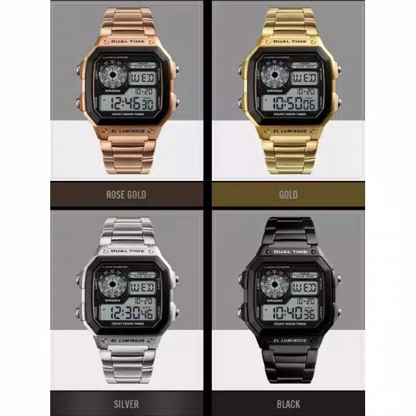 BISA COD Jam Tangan Pria Fahion Korea Style Casio iluminator AE-1200 Rantai Steel