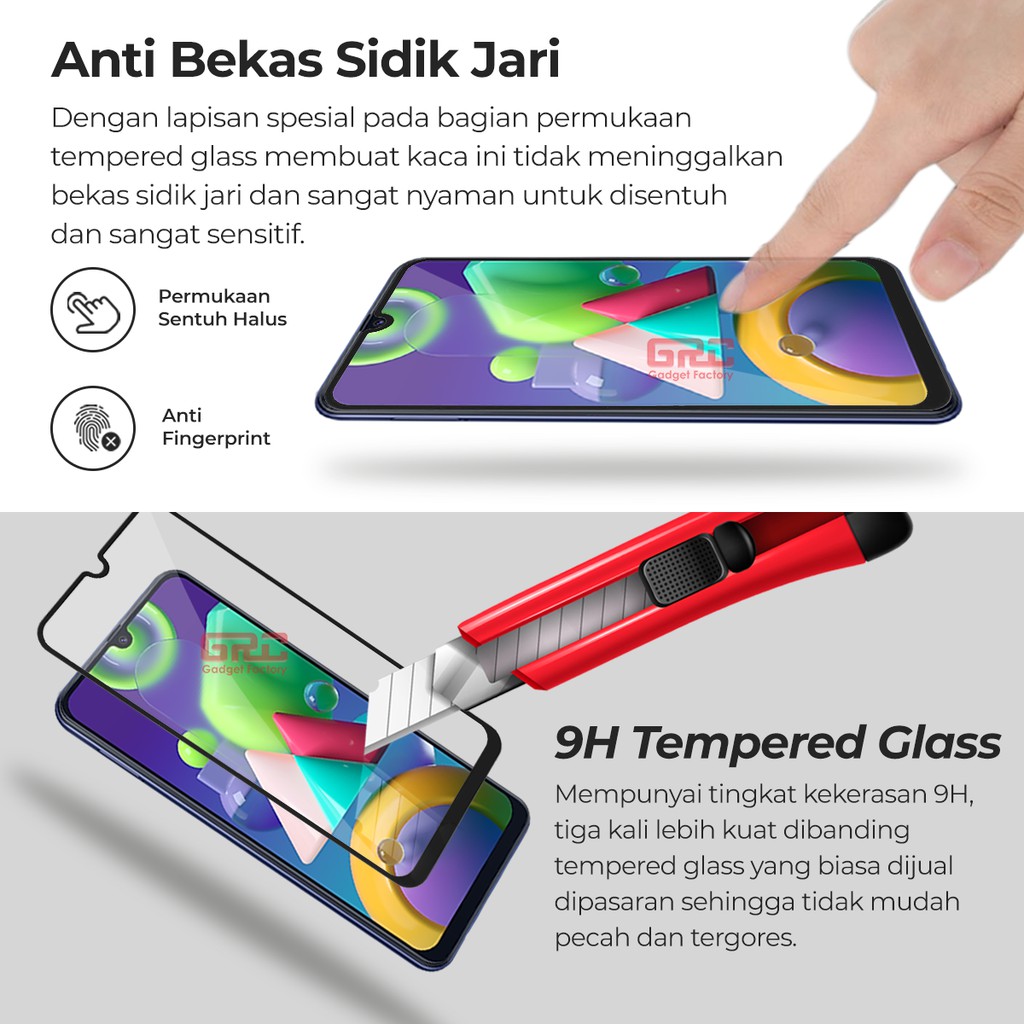 Tempered Glass SAMSUNG Galaxy M21 HOGO Full Cover Anti Gores Kaca