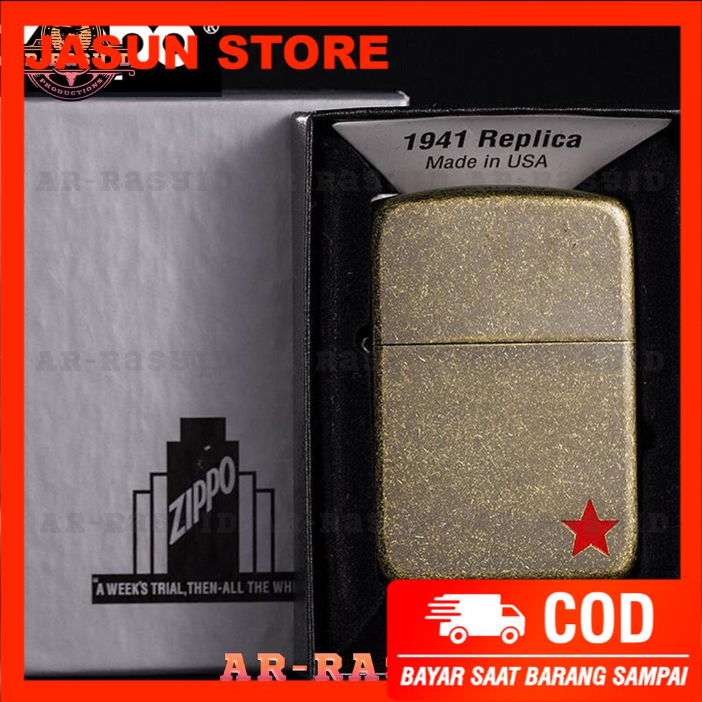 BISA COD! Korek Api Minyak Zippo Copper Motif Red Star 1941