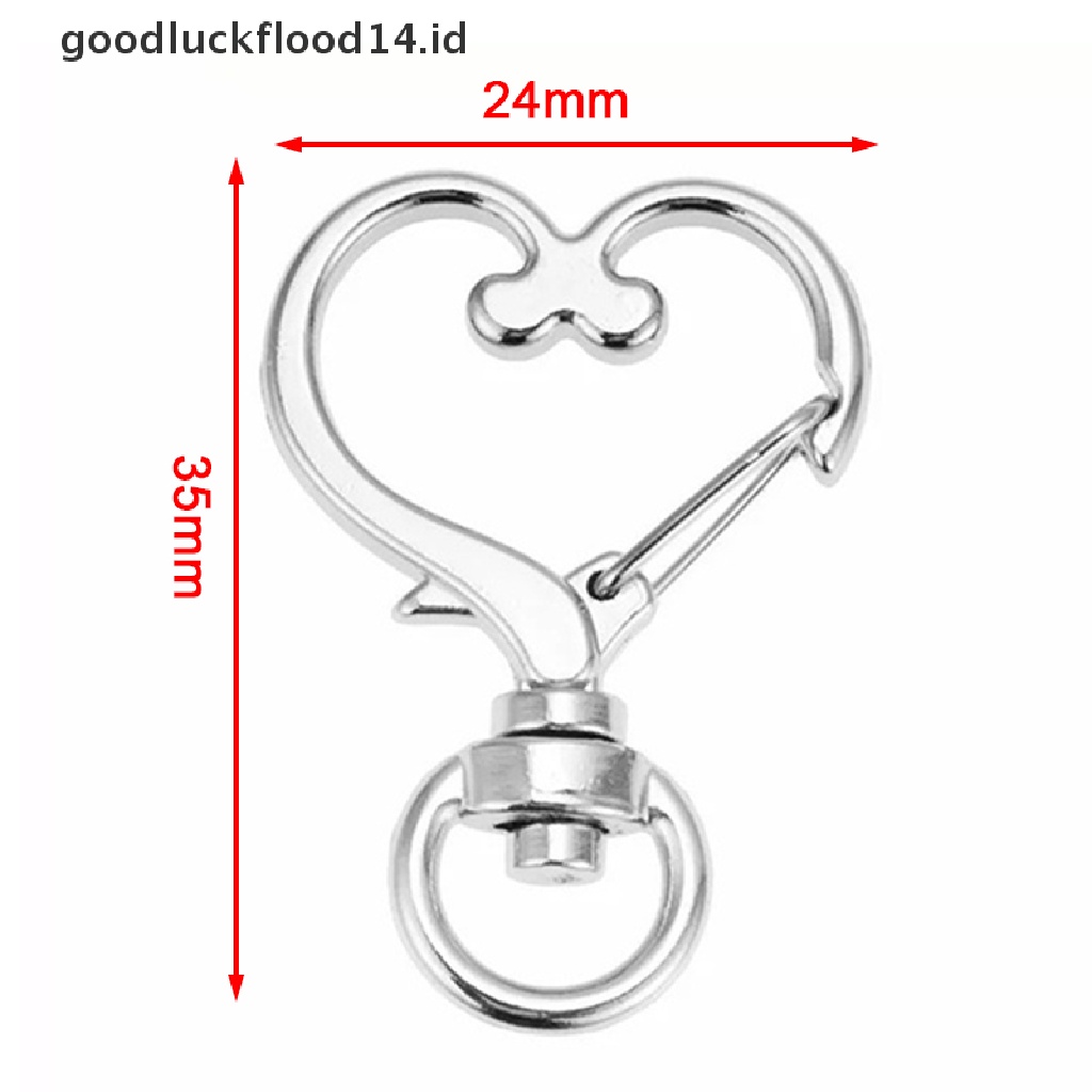 [OOID] 10pcs Love Heart Hollow Key Chain Key Ring DIY Accessories Lobster Clasp ID