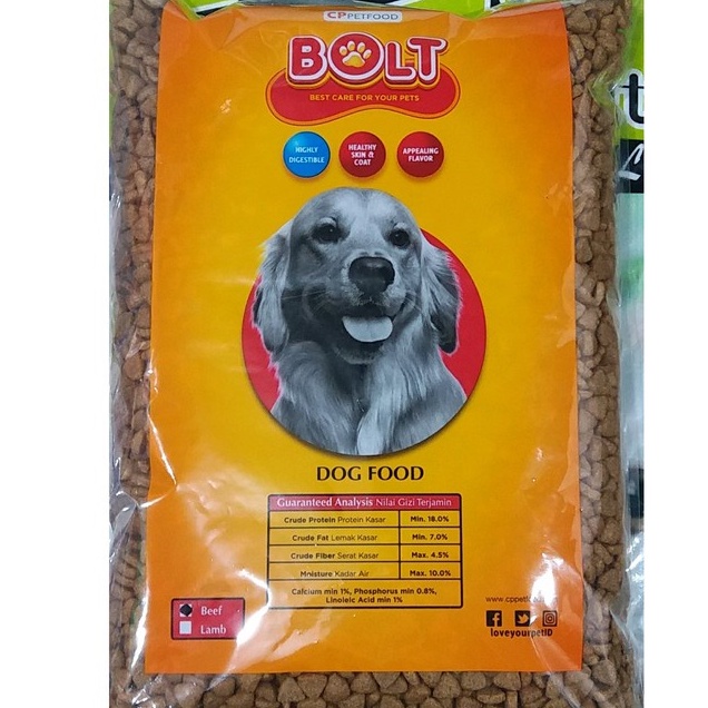 Jual Pakan Anjing Dry Food Bolt Beef Lamb Dog Food Kibble Segitiga 1 Kg ...