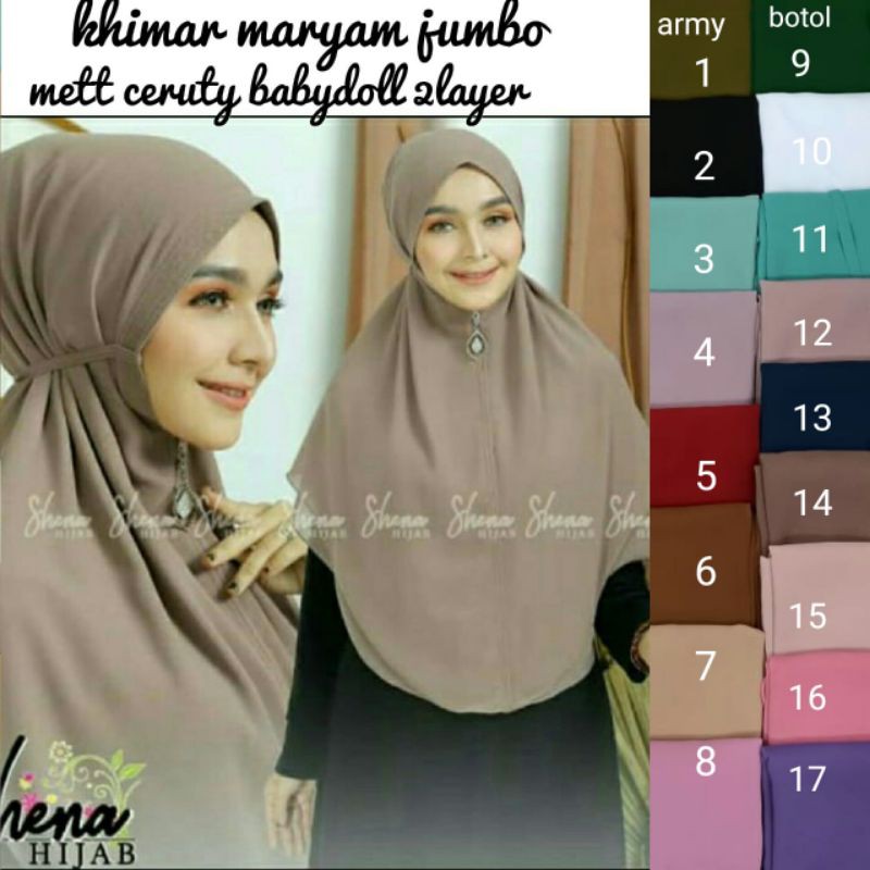khimar maryam jumbo 2 layer by shena