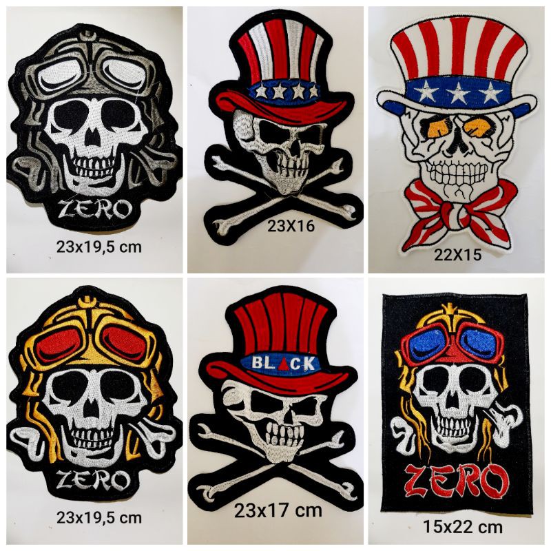 bordir/emblem tengkorak ukuran  besar