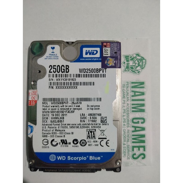 Hardisk SATA PS3, HDD internal laptop 2,5&quot; 250gb