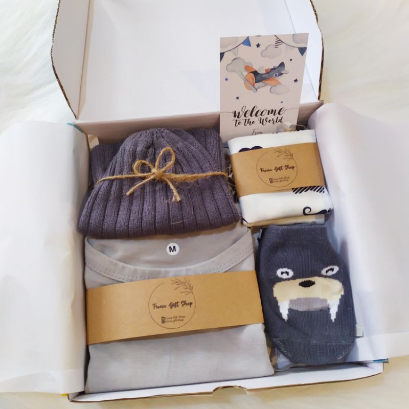 Kado bayi|hampers bayi|parcel bayi|baby gift set|kado lahiran bayi cowok set jumper boy-abu tua