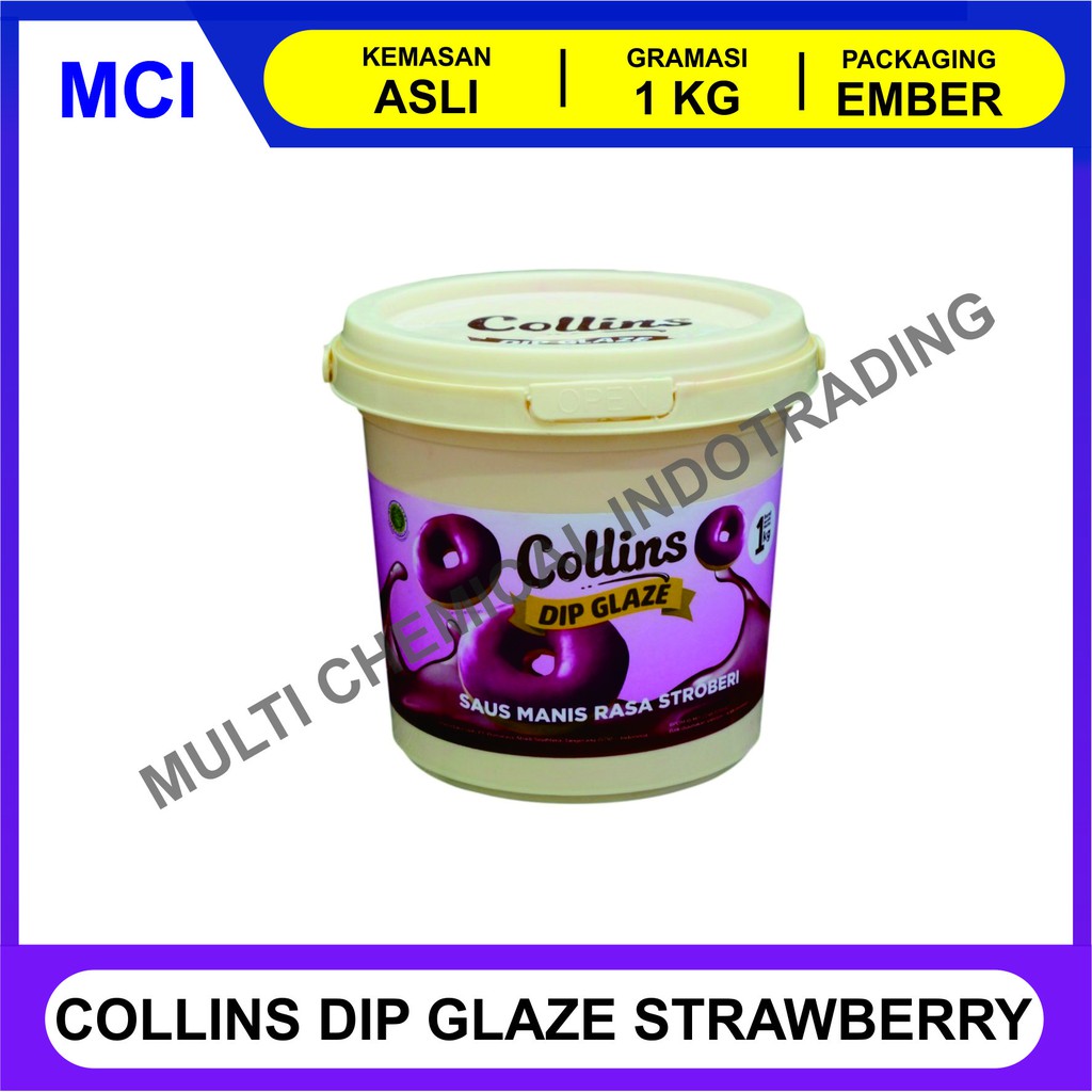 

COLLINS DIP GLAZE 1 KG - TOPPING DONAT PISANG NUGGET - STRAWBERRY