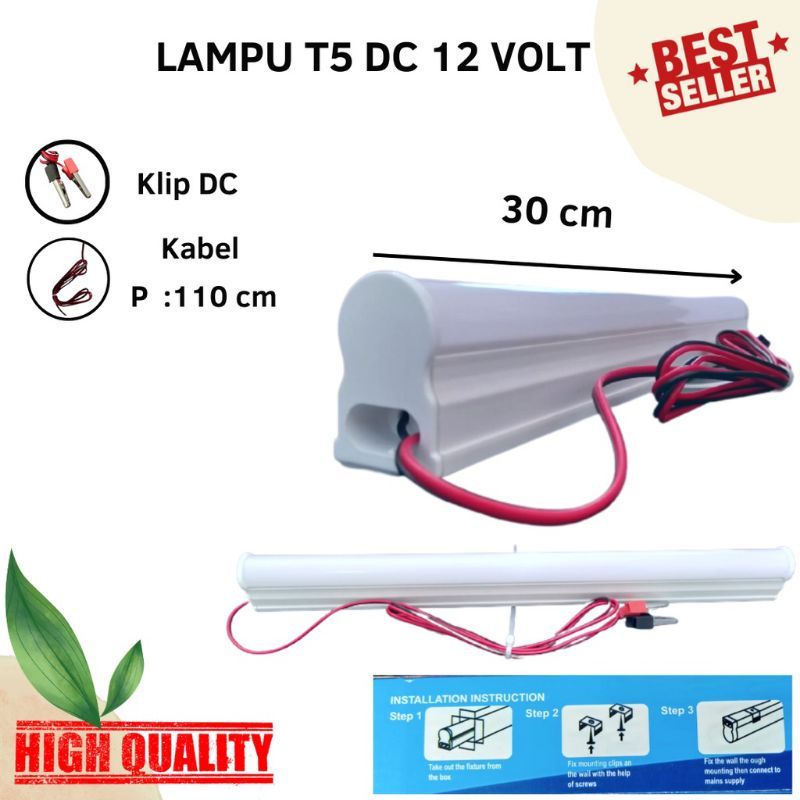 Lampu T5 LED DC 30cm 7Watt - Lampu LED T5 DC 7watt 30cm Warna Putih